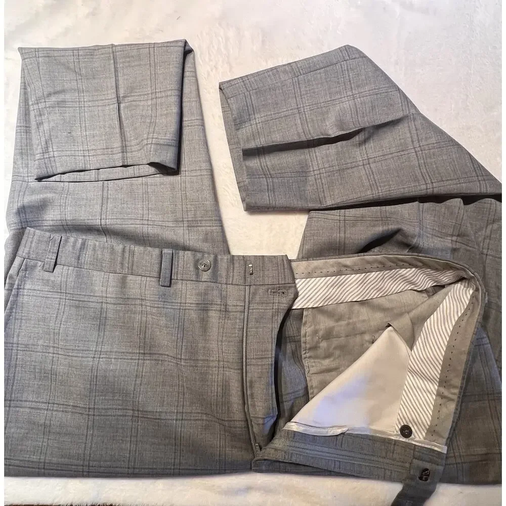 Hart Schaffner Marx New York Fit 48R 41x27 Blue Plaid Classic Suit